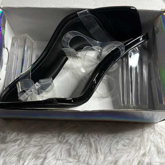 Clear Chunky Block High Heels Size 10 - Picture 7 of 9